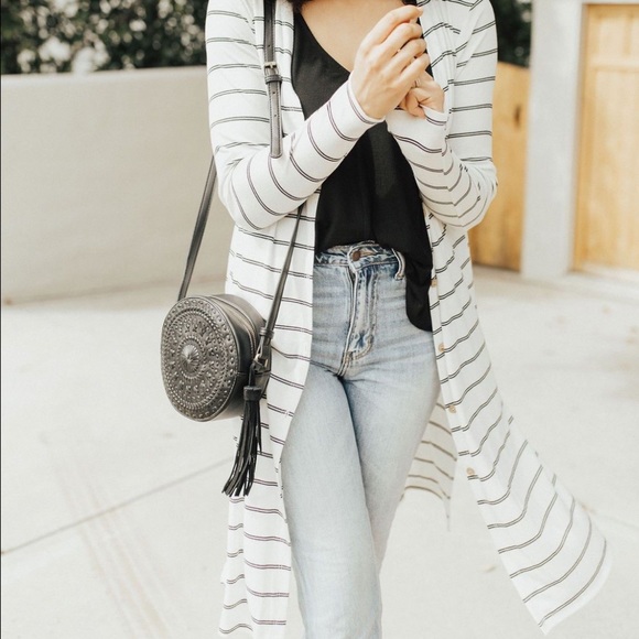 Carly Jean Los Angeles Sweaters - CJLA Millie Striped Duster Cardigan